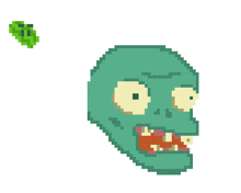 a pixel art drawing of a zombie with a plant on its head