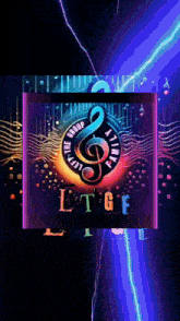 a colorful poster with a treble clef and the word ltgf