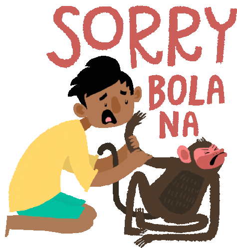 Angry Monkey Says Sorry No In Hindi Sticker - Monkeys Best Friend Sorry Bola Na Stickers