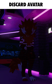 a picture of a furry character with the words discard avatar underneath it