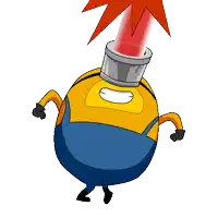 a cartoon of a minion with a red light coming out of his eye