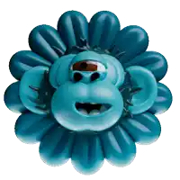 a blue flower with a monkey face in it