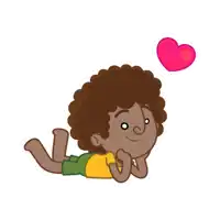 a cartoon of a boy with a heart above his head