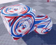 a cube with a red white and blue swirl pattern