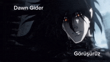 a picture of a man with red eyes and the words dawn gider on the bottom