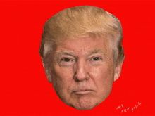 a close up of donald trump 's face with glowing eyes