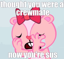 Htf Giggles GIF - Htf Giggles Thought You Were A Crewmate Now Youre Sus GIFs