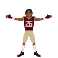 florida state seminoles asante samuel jr stands with his arms outstretched on a prism card