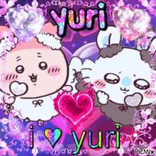 a picture of two sheep with the words i love yuri on the bottom