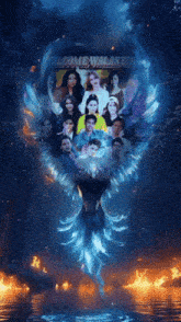 a group of people are surrounded by a phoenix with the words welcome will last written in the background