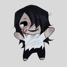 a drawing of a person with a bloody face