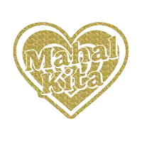 a gold heart with the words mahal kita written inside