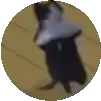 a black and white cat is laying on its back on a wooden floor .