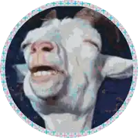 a drawing of a goat with its mouth open in a circle
