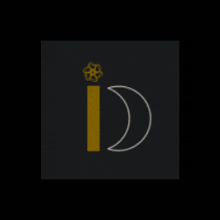 a letter i with a crescent moon and a flower on top of it