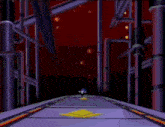 a cartoon of sonic the hedgehog running across a track