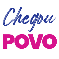 a logo that says chegou povo in blue and pink letters
