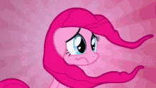 pinkie pie from my little pony is a pink pony with a long mane and tail .