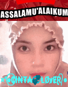 a picture of a woman with the words assalamu ' alaikum on top