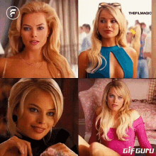 a collage of four pictures of a woman with the words gif guru on the bottom