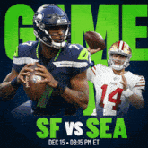 a poster for the sf vs sea football game