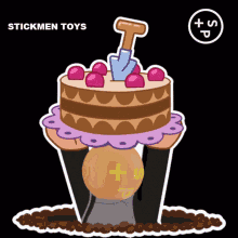 Stickmen Toys Cake Stickmen Toys Surprise GIF - Stickmen Toys Cake Stickmen Toys Surprise Stickmen Toys Happy GIFs