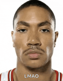 a close up of a man 's face with the word lmao on the bottom right