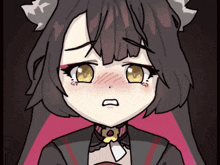 a drawing of a girl with brown eyes and a collar
