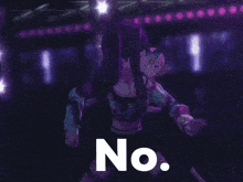 a group of anime characters are dancing on a stage and the word no is on the bottom of the image