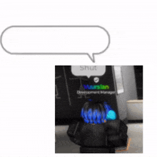 a picture of a person with blue hair and a speech bubble that says ' bwo bwo bwo '