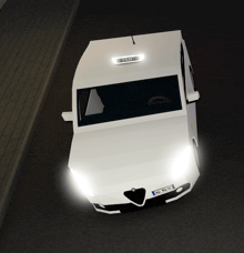 an aerial view of a white taxi with a license plate that says kc 961 rv