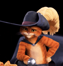a cartoon cat wearing a cowboy hat and holding a sword