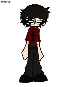 a drawing of a person with a cross on their shirt