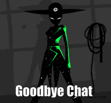 a poster that says goodbye chat with a cartoon character
