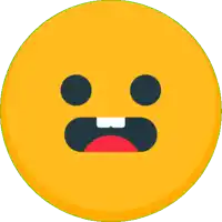 a yellow circle with a smiley face with a big mouth