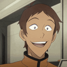 a close up of a cartoon character 's face with a surprised look on his face
