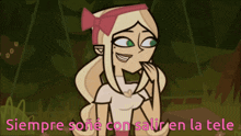 a cartoon of a girl with the words siempre sone con salir en la tele