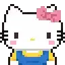 a pixel art drawing of a hello kitty cat with hearts in its eyes .