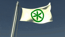 a white flag with a green star on it