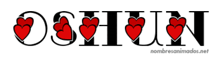 the name oshum is displayed with red hearts