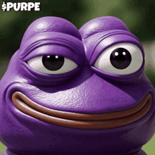 a purple frog with the word purpe on the bottom right