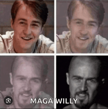 four images of a man with maga willy written on the bottom