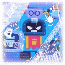 a picture of a robot with the words " only de basti " on the bottom
