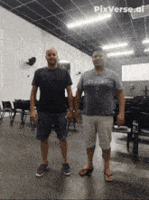 two men standing in a room with pixverse.ai on the bottom