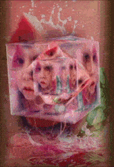 a cube with a face inside of it