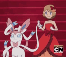 pokemon serena sylveon red dress anime