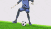 a man wearing a blue jersey with the number 8 on the back