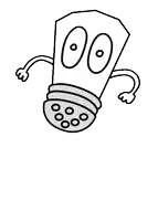 a drawing of a salt shaker with arms and legs