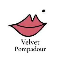 a logo for velvet pompadour with a drawing of a mouth