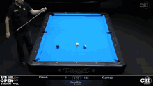 a pool table with a blue cloth and the name diamond on it
